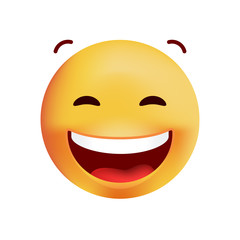 Cute Very Happy Emoticon on White Background. Isolated Vector Illustration 