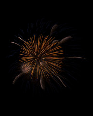 Sparks and trails of firework explosion isolated on black