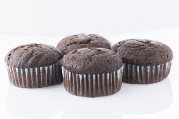 homemade cupcakes isolated on white background, close up