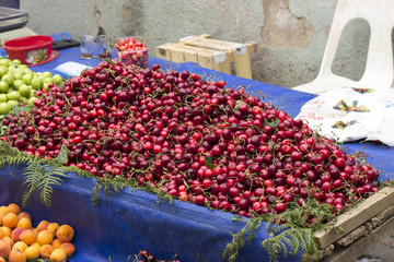 sweet cherry at the turkish street bazaar