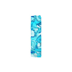 Alphabet letter I uppercase. Liquid font made of fresh blue water. 3D render isolated on white background.