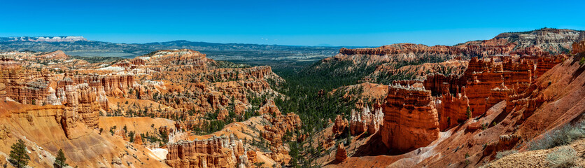 Panoramic View of Bryce Canyon National Park From the Rim Trail. A popular trail above Bryce Canyon that connects all the scenic overlooks from Fairyland Point to Bryce Point.