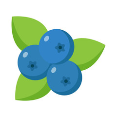 Simple, flat blueberry illustration/icon. Isolated on white
