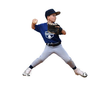 Young Boy Pitching The Ball In A Baseball Game