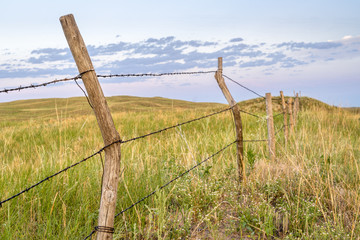 barbed wire fence in Nebraska Sandhills