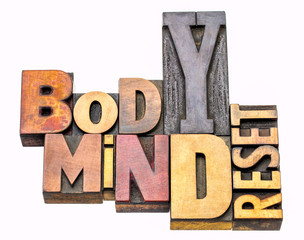 body and mind reset word abstract - obrazy, fototapety, plakaty