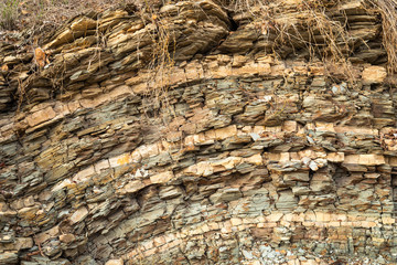 Many layers of shale near old river