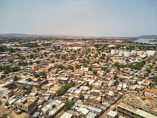 Aerial Drone view of niarela Quizambougou Niger Bamako Mali