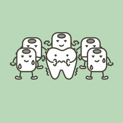 tooth feeling cold from ice, sensitive teeth concept - dental cartoon vector flat style