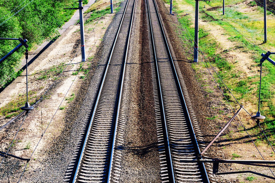 Old Abandoned Rustic Rails For Trains. Concept Of Security And Timely Verification