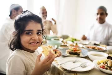 Muslim family having a Ramadan feast