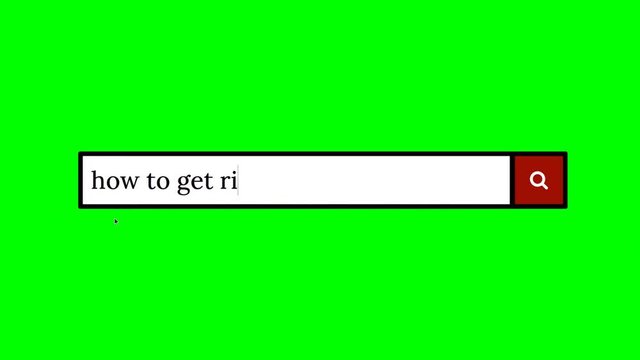 Writing a question on a fake search engine and clicking on the lens icon for the answer: how to get rich quick.
