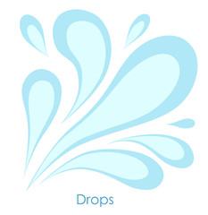  Water drop on white background. Stylized image of drops inscrib