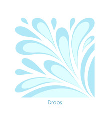  Water drop on white background. Stylized image of drops inscrib