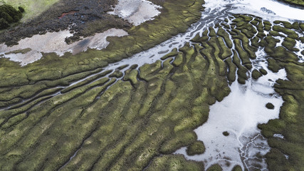 River Patterns and Bridge, Tasmanian Landscape Australia Views from the air 