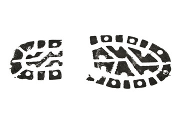 Footprint of shoe soles isolated on white background