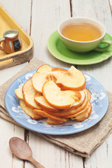 Dried pear on the wooden table   