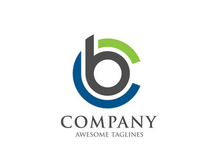 initial letter b and c circle color logo concept