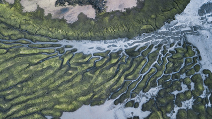 River Patterns and Bridge, Tasmanian Landscape Australia Views from the air 