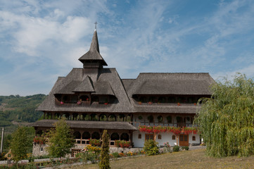 Fototapeta na wymiar Barsana monastery, one of the main tourist attractions in Maramures, Romania.
