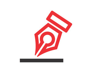 red fountain pen stationery tool writer author image vector icon logo symbol