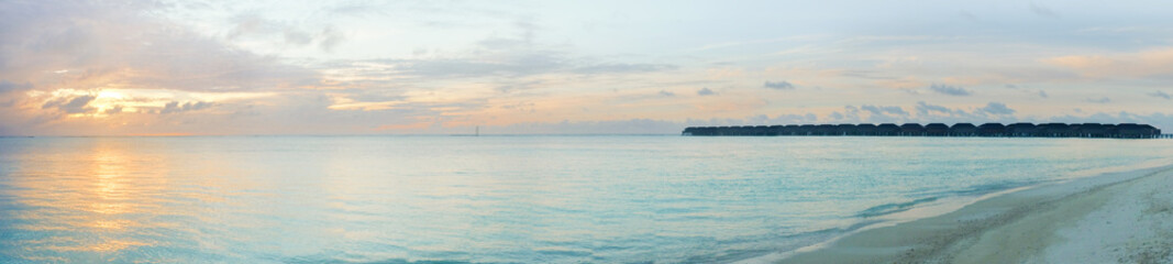 Fototapeta na wymiar Panorama of island resort in Maldives