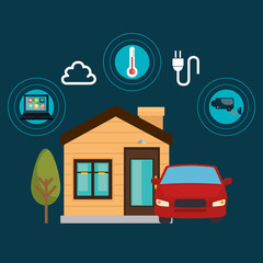 smart home technology set icons vector illustration design