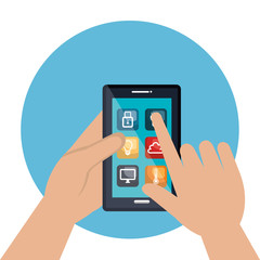 smartphone controlling smart home vector illustration design