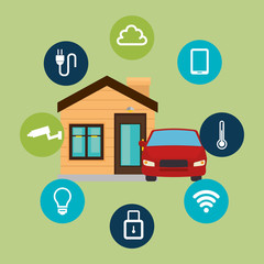 smart home technology set icons vector illustration design