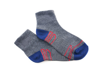 Gray socks isolated on white background