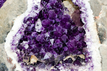 amethyst crystals on the stone