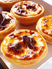 Close up of portuguese egg tart    
