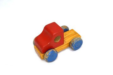 baby car colorful wood vintage old toy