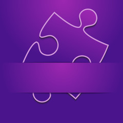 Purple Background Puzzle Ribbon. Jigsaw. Gift.