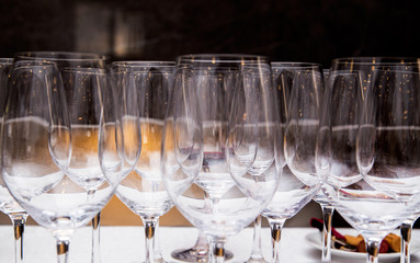 empty wine glasses on the table
