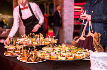 Snack on a buffet table during a party