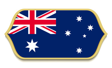 Australia. Flat national flag icon button. Australian symbol isolated on white background.