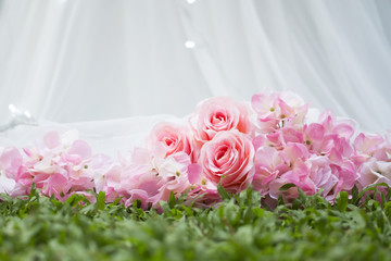 wedding decoration flower fabric , pink rose