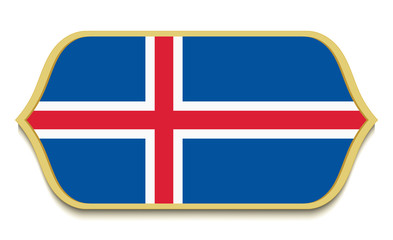 Obraz premium Iceland. Flat national flag icon button. Icelandic symbol isolated on white background.