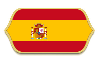 Spain. Flat national flag icon button. Spanish symbol isolated on white background.