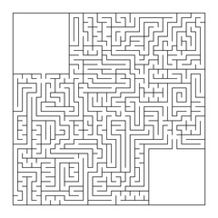 A huge square labyrinth with an entrance and an exit. Simple flat vector illustration isolated on white background. With a place for your drawings