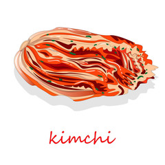 Kimchi, traditional korean food. Illustration on white isolated.