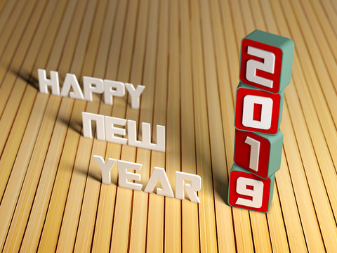      New Year 2019 Creative Design Concept - 3D Rendered Image 