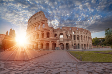Naklejka na ściany i meble Colosseum amphitheater at surise - Rome, Italy