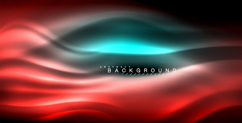 Neon glowing wave, magic energy and light motion background