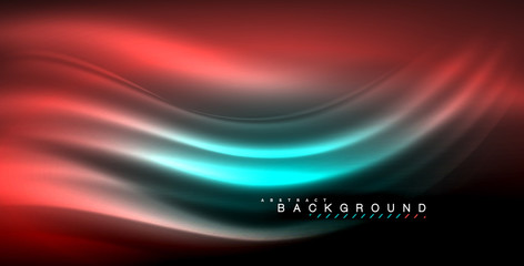 Neon glowing wave, magic energy and light motion background