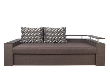 Brown sofa isolated on a white background.