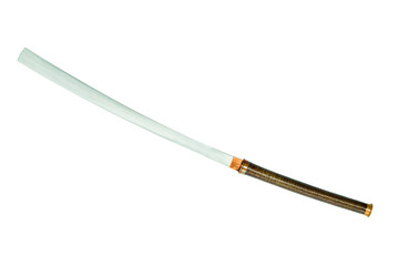 beautiful metal asian traditional sword from thailand isolated on white background , metal asian sword style