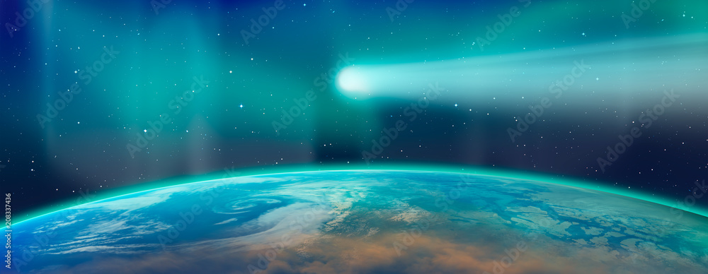 Wall mural comet on the space