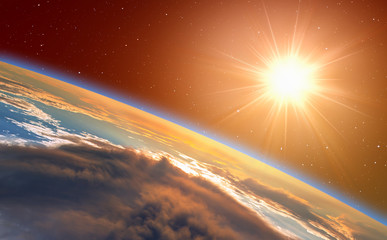 Planet Earth with a spectacular sunset. .